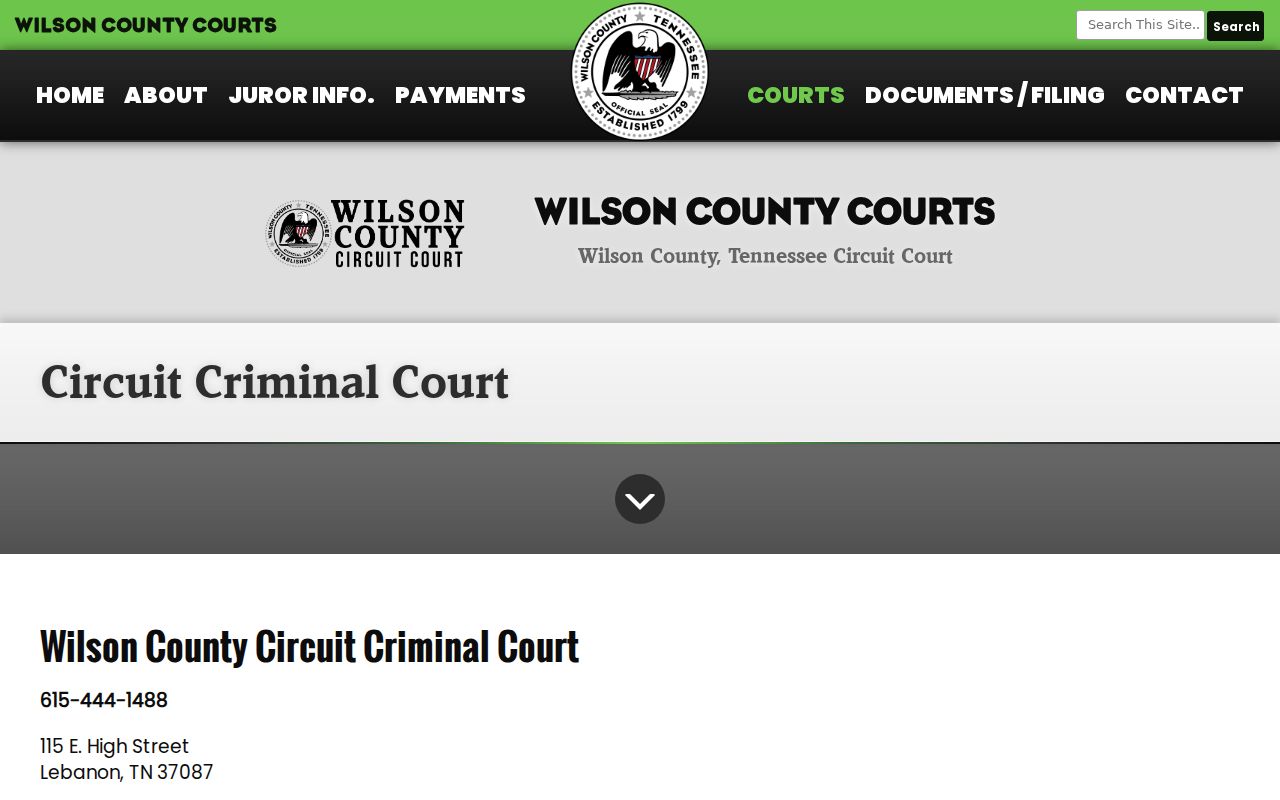 Wilson County criminal court docket office page