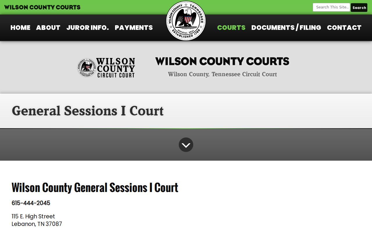 Wilson County General Sessions criminal docket court page