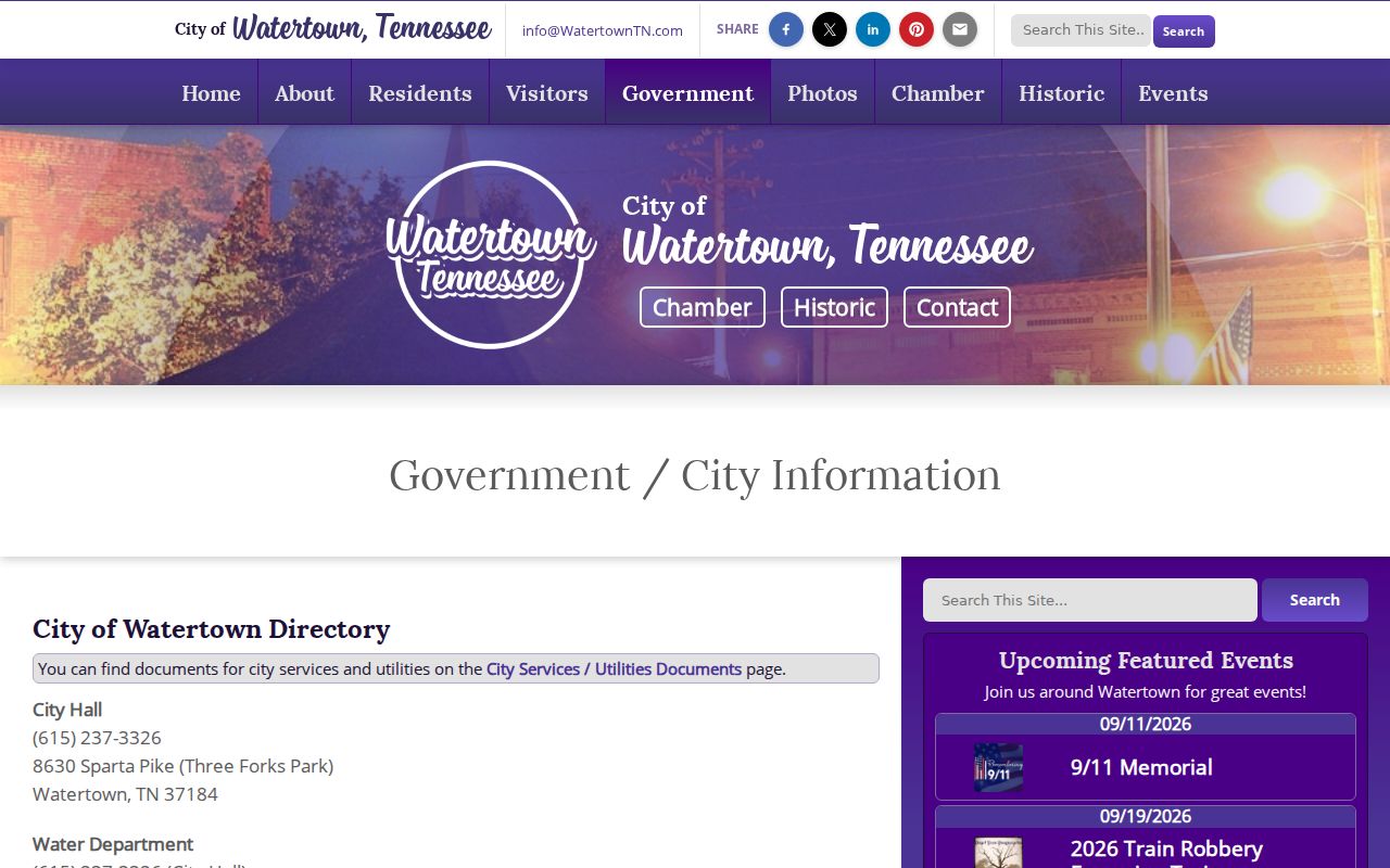 Watertown court docket City Hall contact page